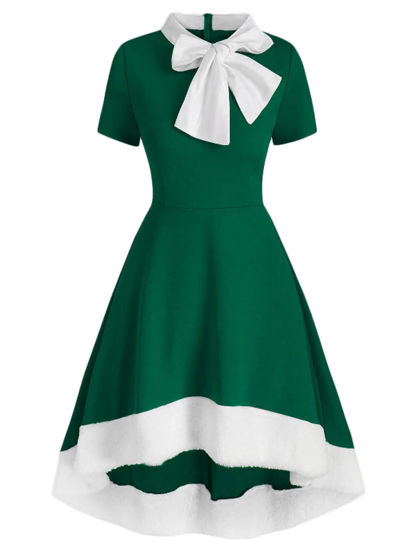1950s Bowknot Collar Swing Dress ...